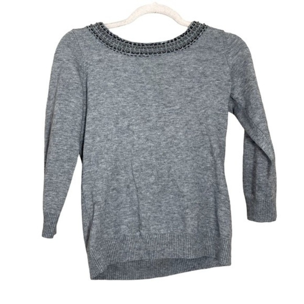 Banana Republic Small Sweater Wool Blend Beaded Gray